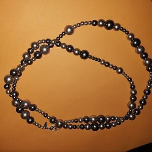 30" silver and gray beaded RMN necklace